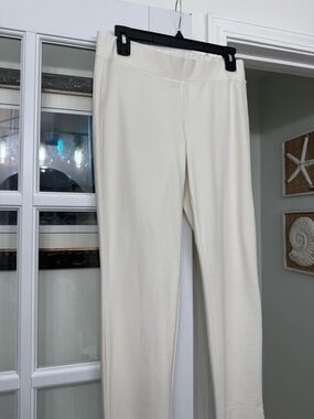 Eileen Fisher Cream Straight-Leg Pull-On Pants
